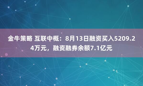 金牛策略 互联中概：8月13日融资买入5209.24万元，融资融券余额7.1亿元