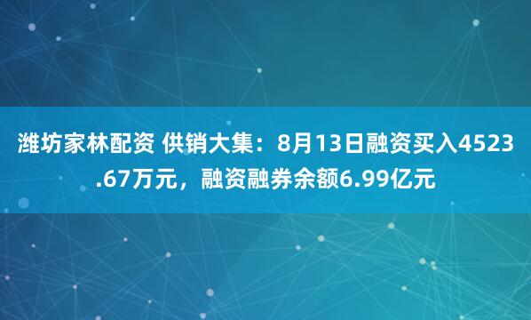 潍坊家林配资 供销大集：8月13日融资买入4523.67万元，融资融券余额6.99亿元
